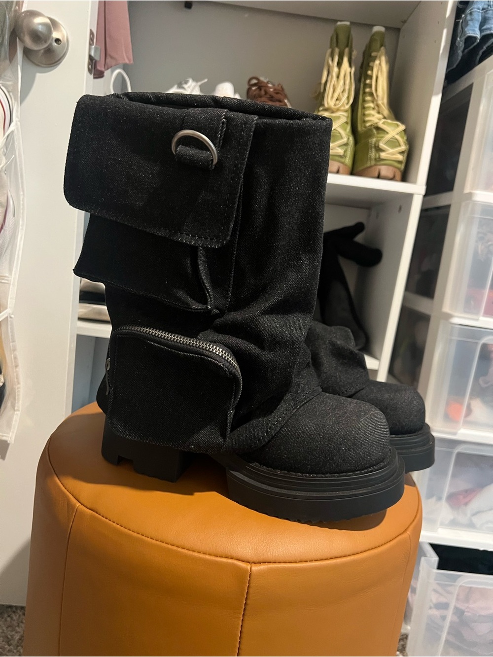 Dolls Kill Black Pocket Platform Boots
